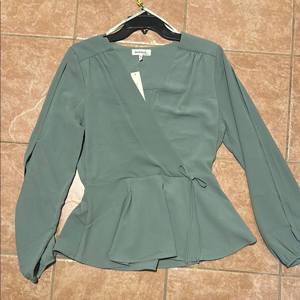 Green Wrap Blouse